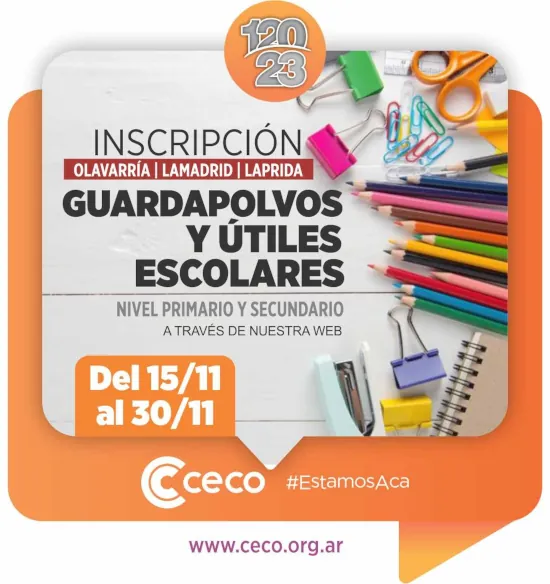 Inscripción útiles escolares y guardapolvos